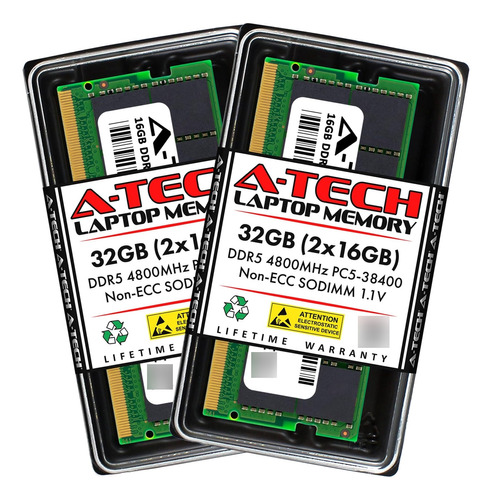 A-tech 32gb (2x16gb) Ddrmhz Sodimm Pcclpin 1.1v Módulos Ram