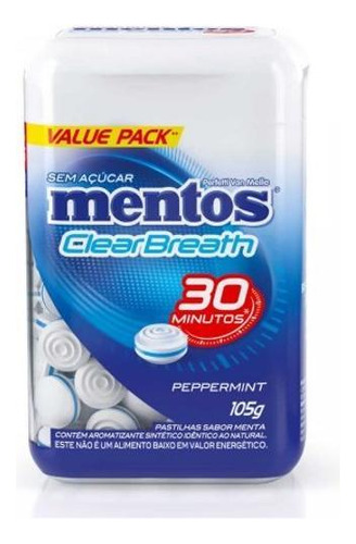 Pastilha Mentos Clear Breath Peppermint Com 105g