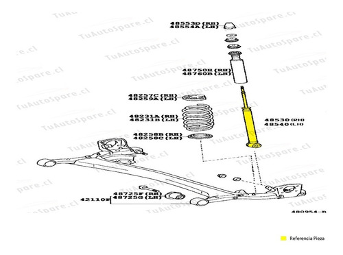 Amortiguador Trasero Toyota Yaris 2000-2005. Par (2)