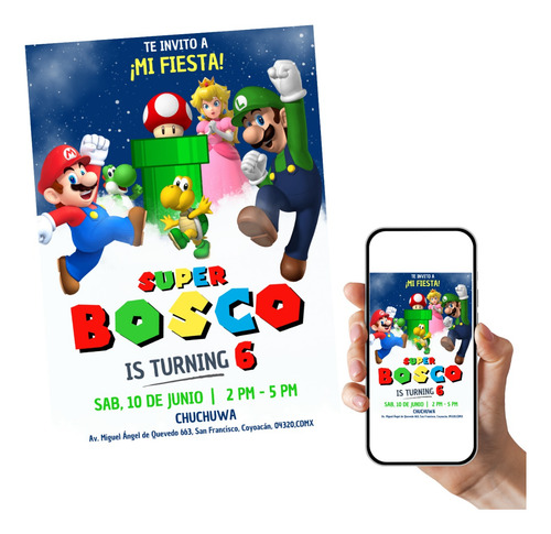 Invitación Digital Mario Bros