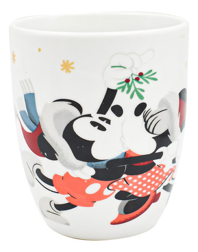 Taza Café De Ceramica Mickey Y Minnie Navidad 330ml