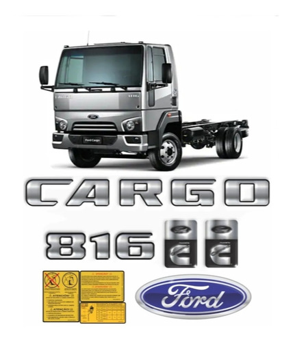 Adesivo Emblema Compatível Novo Ford Cargo 816 Cromado Kit13