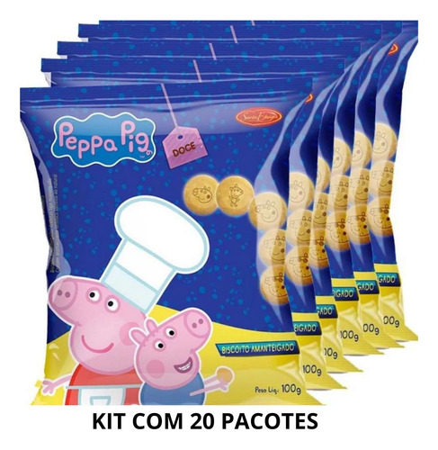 Biscoito Peppa Pig Bolacha 20 Pacotes Com 100 Gramas Cada