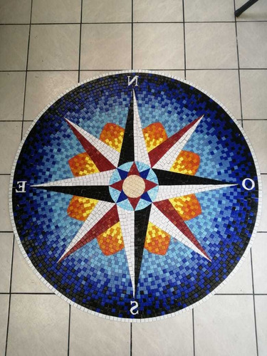 Imagen 4 de 9 de Mosaico Figura Rosa De Los Vientos P.alberc De 1.00 Mt.