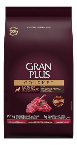 Ração Gran Plus Gourmet Cães Adulto Médio Ovelha 15kg