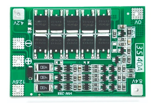 Placa Protetora De Carga Bms 3s 40a 12.6v Com Balanceamento