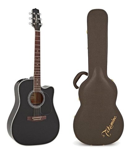 Violão Takamine Ef341sc Preto Tampo Sólido Japonês Com Case