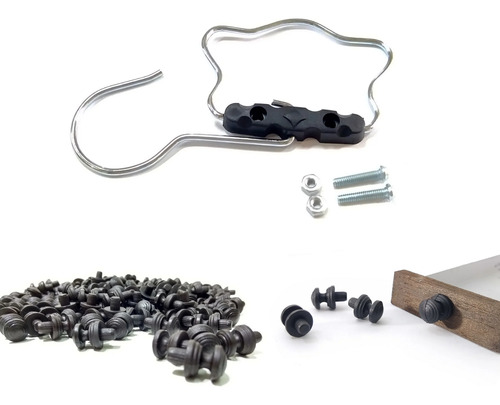 Kit Gancho Alça Gaiola Pássaro 100un + 200 Puxadores Preto