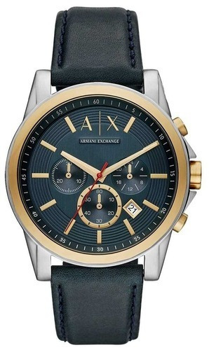 Reloj Armani Exchange Ax2515 Piel Azul Pl/do Crono Caballero
