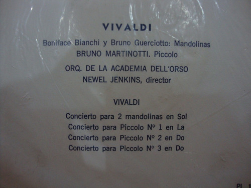 Vinilo Orquesta Dell Orso Vivaldi Concierto 2 Mandolinas Cl2