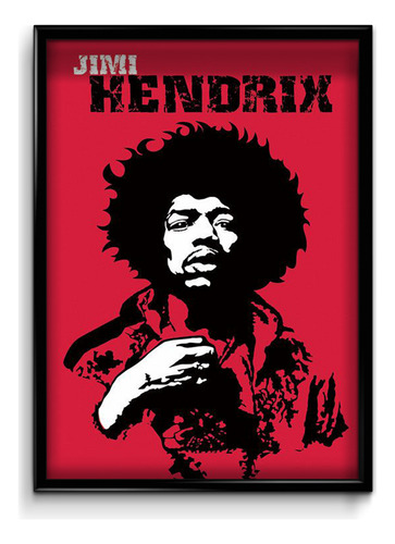 Cuadro Jimi  Hendrix Art Red 30x40 (marco+lámina+vidrio)