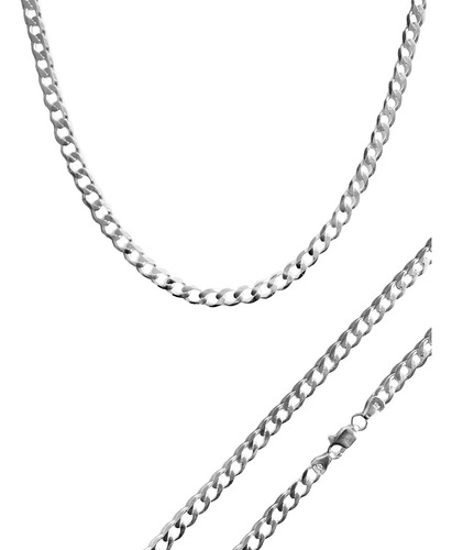 Cadena Dije Plata Fina 925 Gruesa Cubana Barbada Para Hombre 65 Cm De Largo 4 Mm Calibre 120 Collar Ideal Para Regalar En Ocasiones Especiales Como Cumpleaños Momentos Especiales