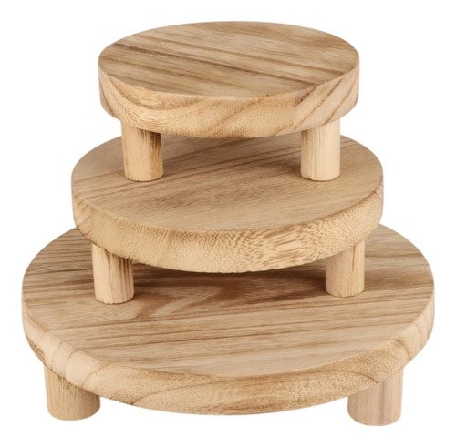 3 Piezas Pedestal De Madera Redonda Pedestal Pastel De