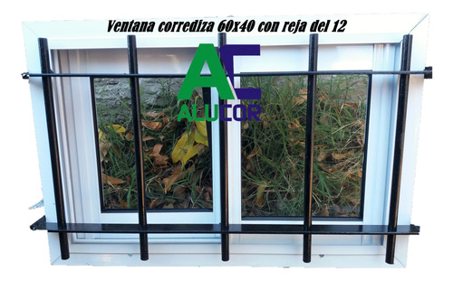 Ventana Corrediza 60 X 40 Aluminio Con Reja Reforzadadel 12