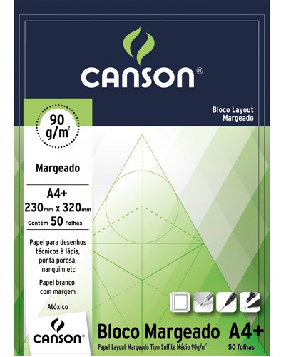 Bloco Papel Canson Layout 90g Margeado A4 50 Folhas