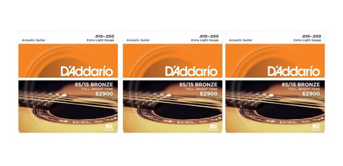 Daddario Ez Encordado Acustica Bronze Pack 3