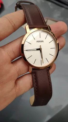 Reloj Fossil Sencillo Car tula Blanca Cuero Caf Bq2371 Cuotas