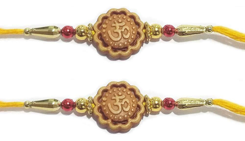 2 Rakhi Diseño Om Piedra Diamante Hilo Rojo Para Color