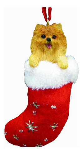 Adorno De Navidad Pomerania Con Diseno De Papa Noel, Pintado