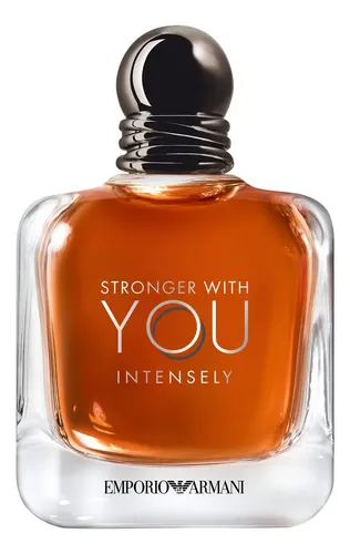 Frasco do perfume Emporio Armani Stronger With You Intensely Eau de Parfum 100ml em fundo branco.