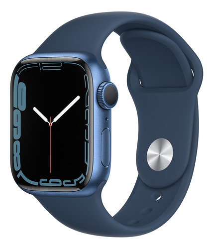 Apple Watch Series 7 (GPS, 41mm) - Caja de aluminio color azul - Correa deportiva azul abismo