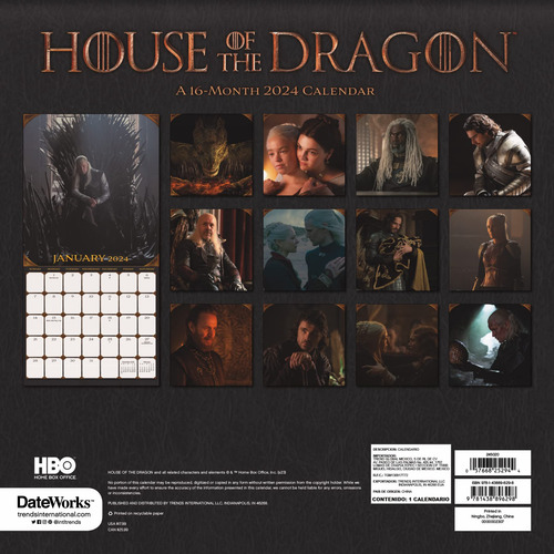 Calendario De Pared Trends International House Of The Dragon