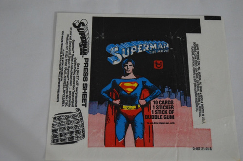 Sobre Figurita Vacio 1978 Superman Topps Usa - Serie 1