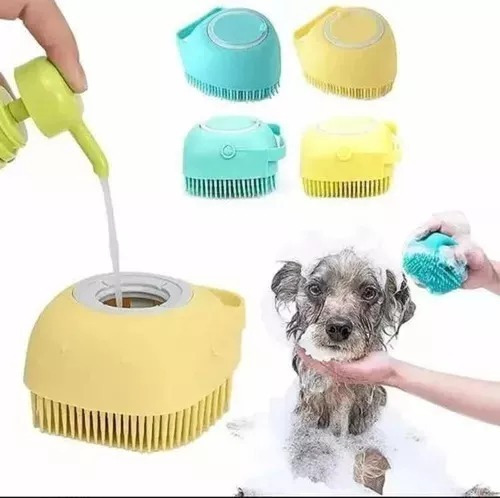 Cepillo D Baño Con Dispenser Para Shampoo Perro Gato Mascota
