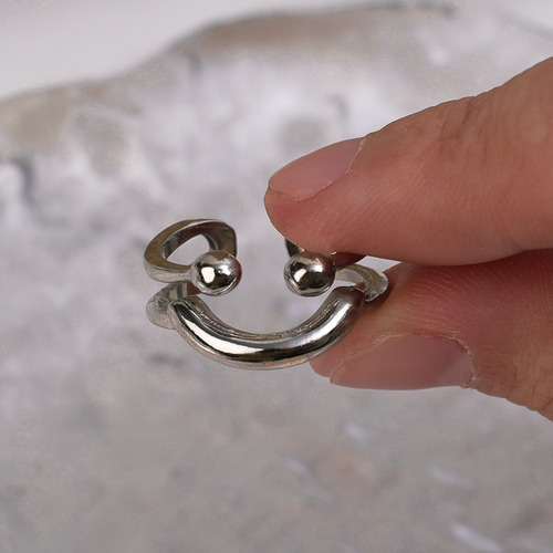 Anillo Smile Face Open Rings De Doble Capa Para Mujer, Joyer