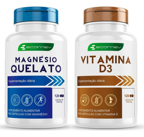 Kit Magnesio Quelato Vitamina D3 10.000ui 500mg 240cp Ecomev