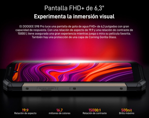 Doogee S98 Pro - Celular Resistente Al Agua, Polvo Y Golpes