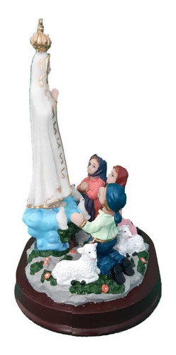 Imagem 4 de 4 de Nossa Senhora De Fátima Com Os 3 Pastores Resina Com 13 Cm
