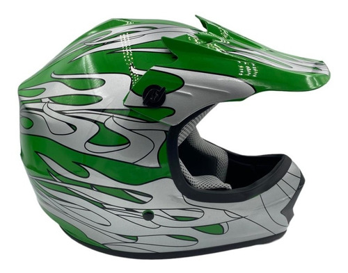 Casco Protector Kids Color Green/silver Flame