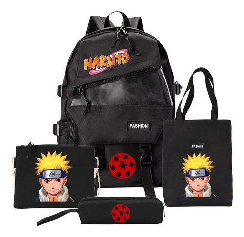 Mochila Naruto Con Accesorios, 4 Piezas