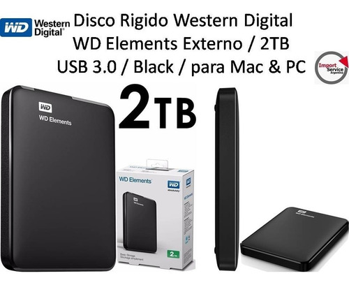 Disco Rigido Western Digital Wd Elements Externo 2tb Usb 3.0
