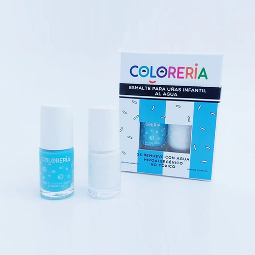 Imagen 2 de 5 de Set Esmalte X 2 Infantil Para Uñas Colores Al Agua Coloreria