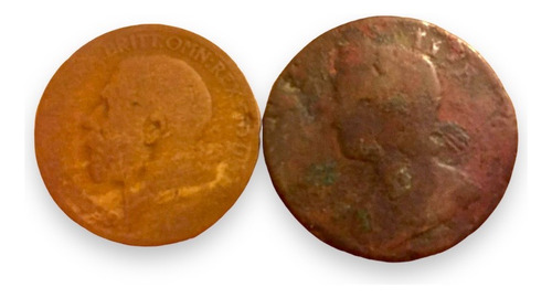 4 Monedas Cobre Antiguas Mexico Francia Inglaterra-caribes (Usado)
