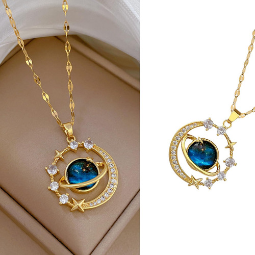 Collar De Mujer Golden Planet Collar De Circonitas