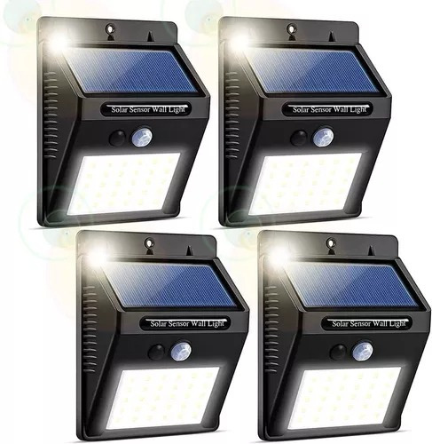 Lampara Foco Solar 30 Led Sensor Movimiento Exterior Pack X4