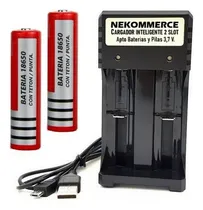 Comprar Pack: 2 Baterias 18650 + Cargador Inteligente 2 Slot.