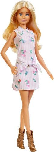 Imagem 1 de 8 de Boneca Barbie Fashionista 119 Loira Vestido Rosa Nova 2019