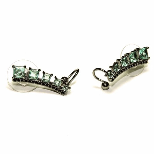 Brinco Ear Jacket Com Pedras Azuis - Ágata