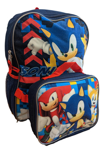 Mochila Sonic De Tamao Completo De 16 Pulgadas Con Lonchera