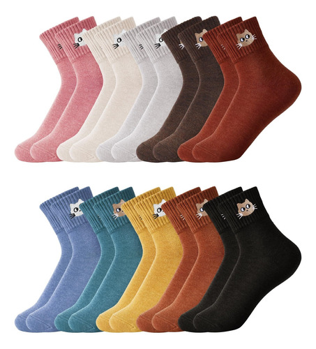 10 Pares Calcetines Elásticos Algodón Hasta Tobillo Lindos