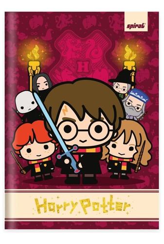 Caderno Brochura Costurado Pequeno 80folhas Harry Potter Cor Violeta-escuro
