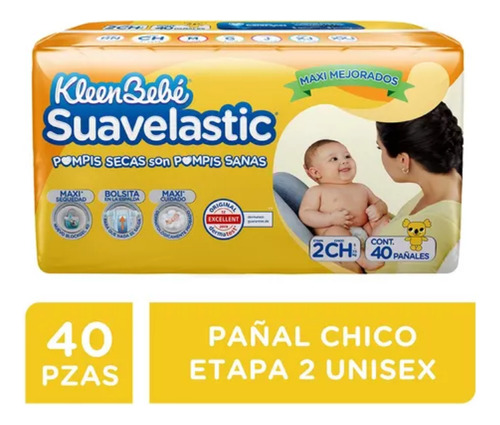 Pañales KleenBebé Suavelastic etapa 2 chico 40 piezas