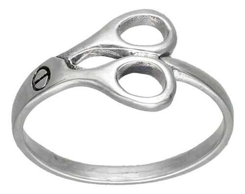 Anillo En Plata 925 Tijera Peluquera Barbero