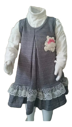 Vestido Infantil Inverno Festa Casual Xadrez Tam 1, 2, 3