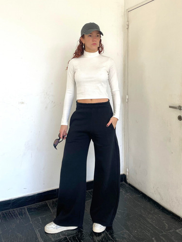 Pantalón Jogging Palazzo Wide Leg Algodón Frisado Premium