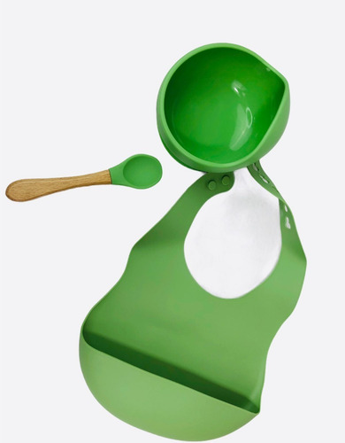 Imagen 2 de 3 de Set Para Niños De Silicón 1 Babero, 1 Bowl Y Cuchara